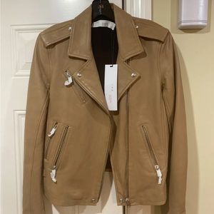 NWT IRO Newhan Han 100% leather jacket beige tea